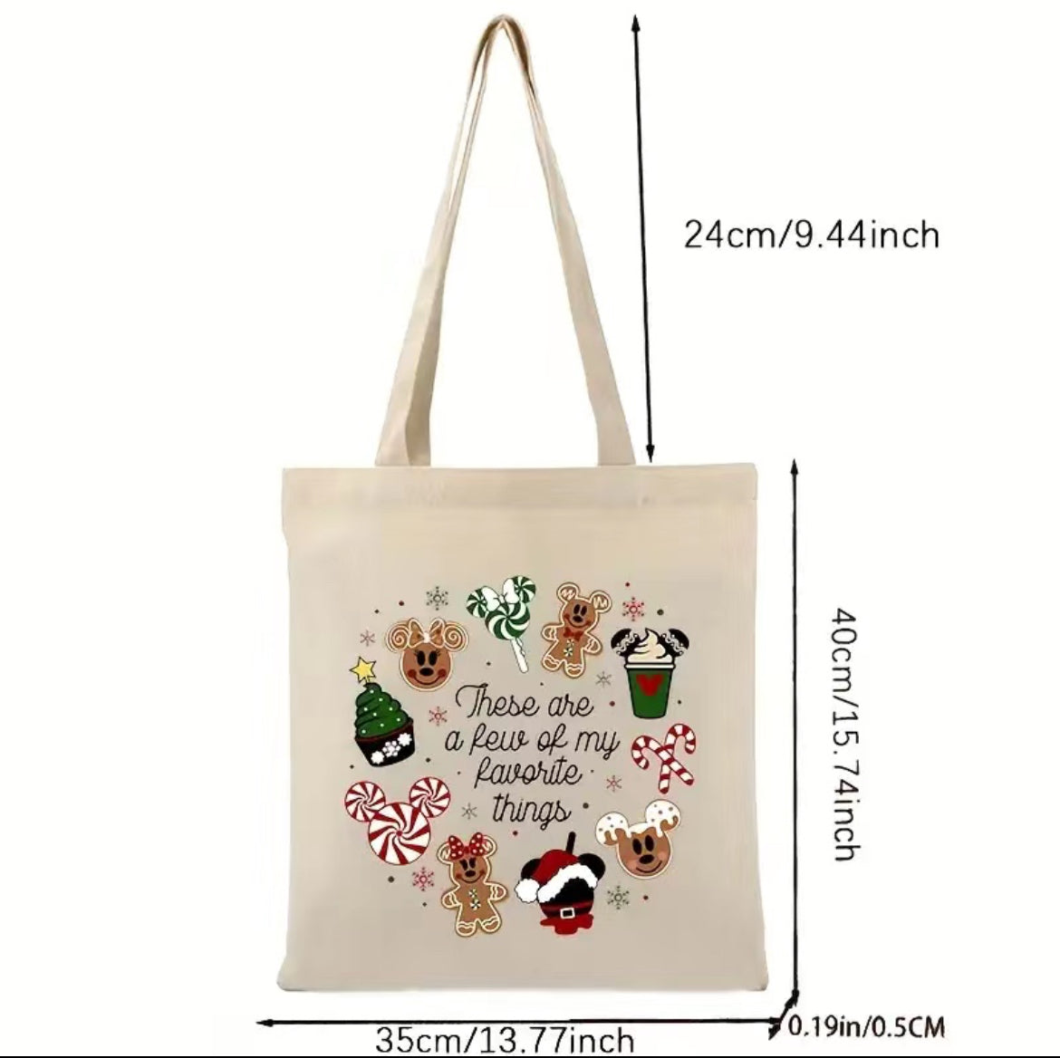 CLEARANCE: Mouse Christmas Canvas Tote Bag, great for shopping and gifting