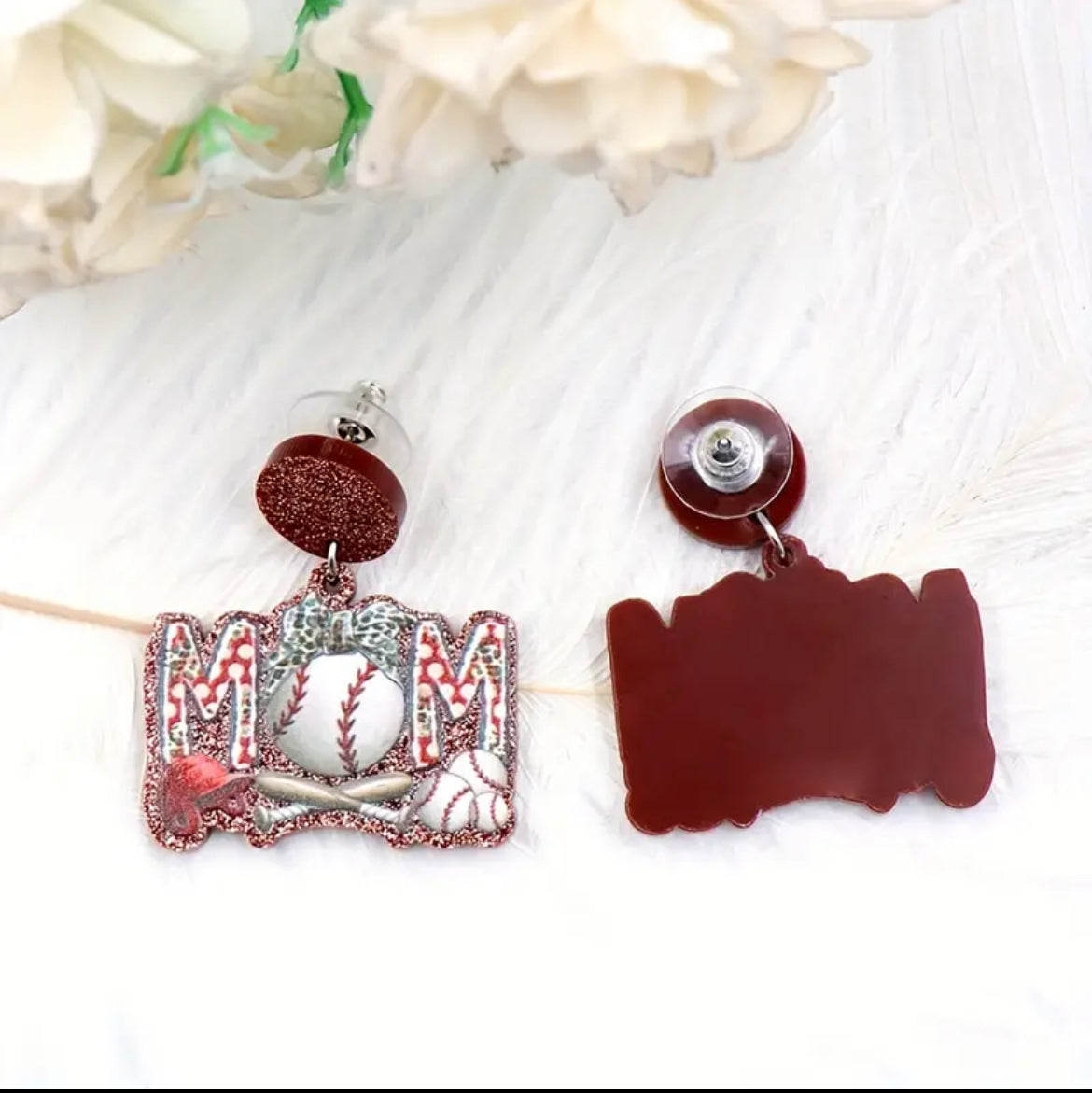 Baseball Mom Acrylic Dangle Earrings