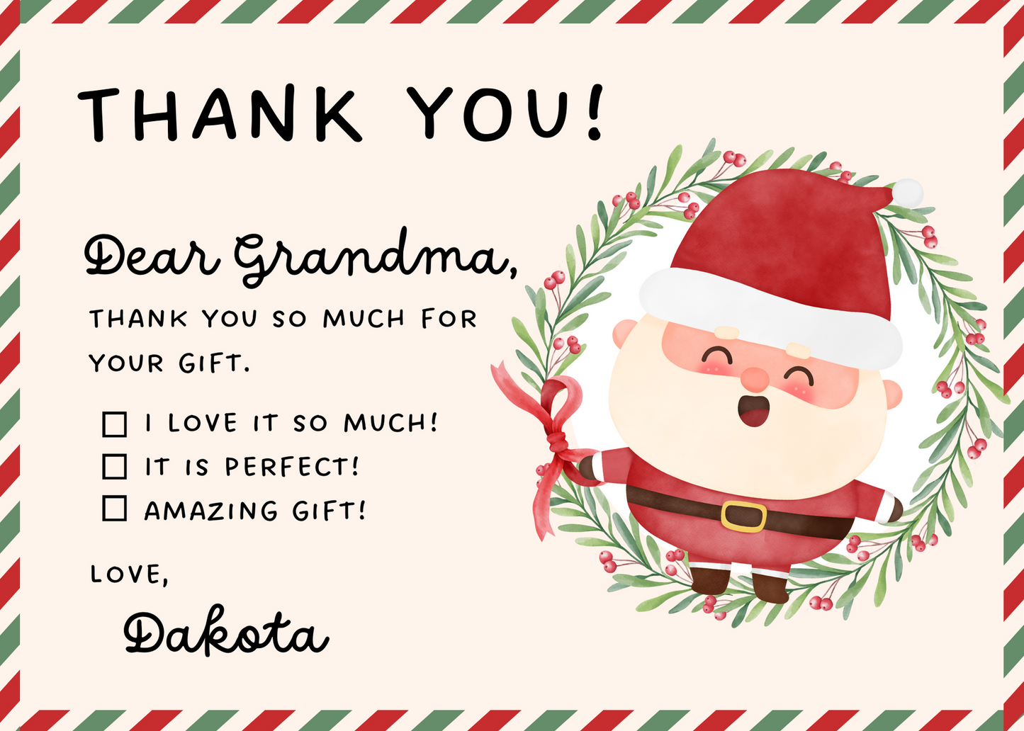 Personalized Christmas Gift Thank You Note