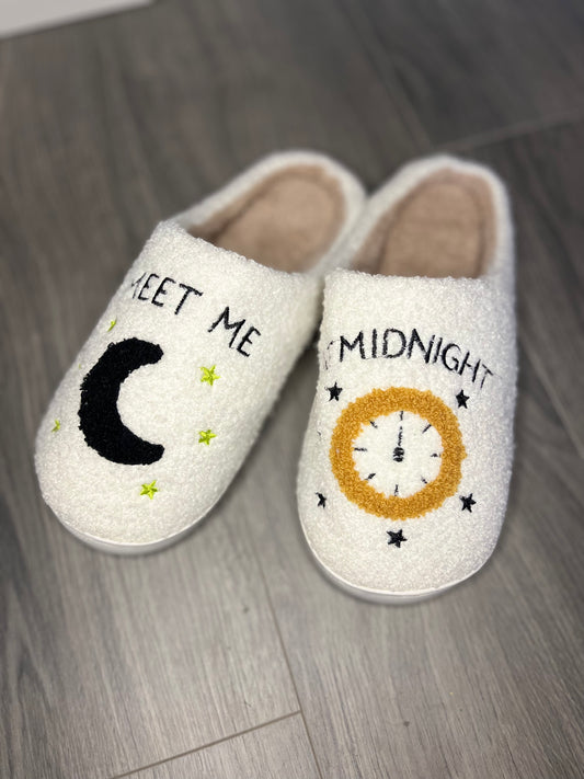 Meet Me at Midnight Slippers, House Shoes, Fuzzy Slippers