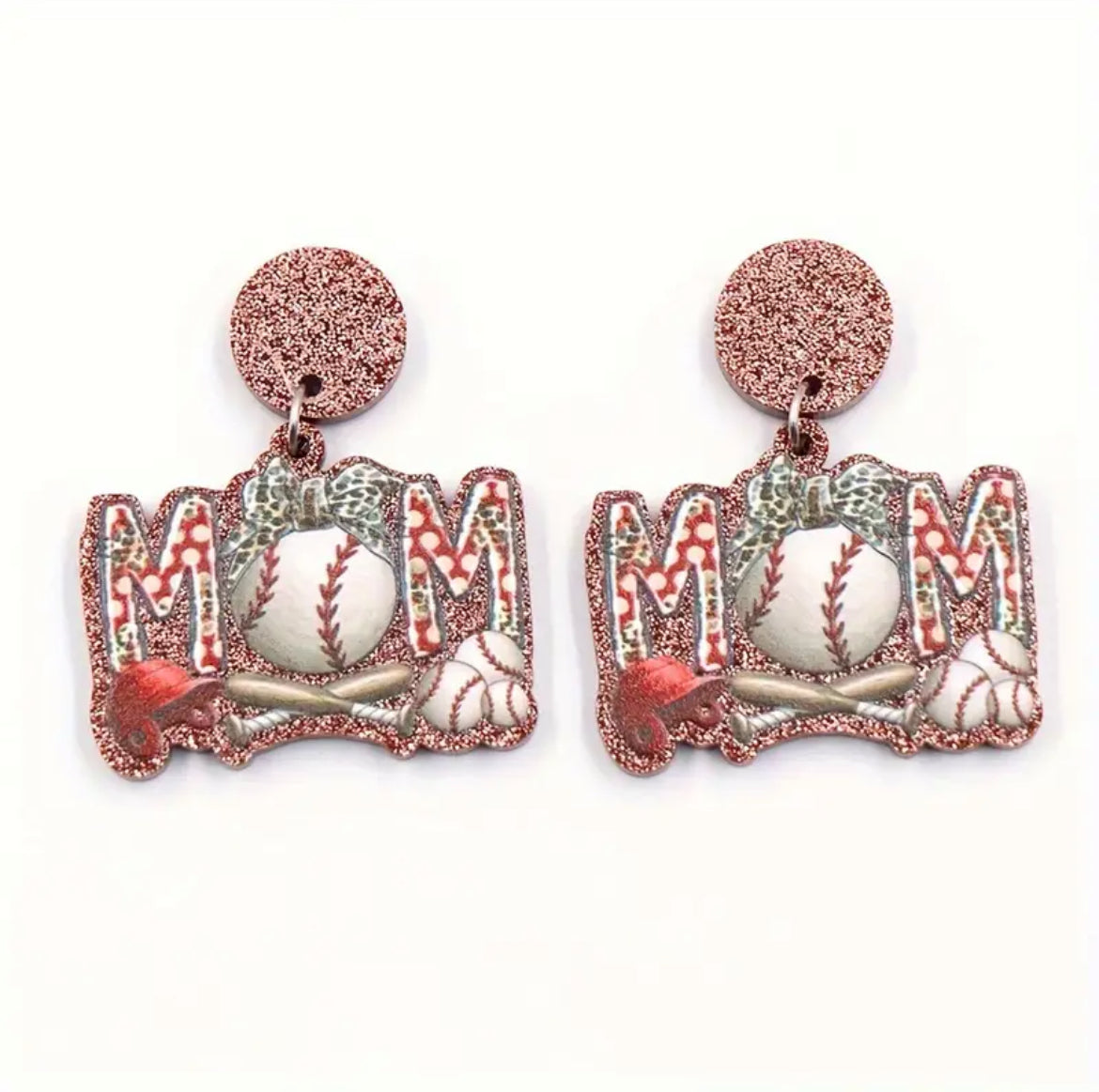 Baseball Mom Acrylic Dangle Earrings