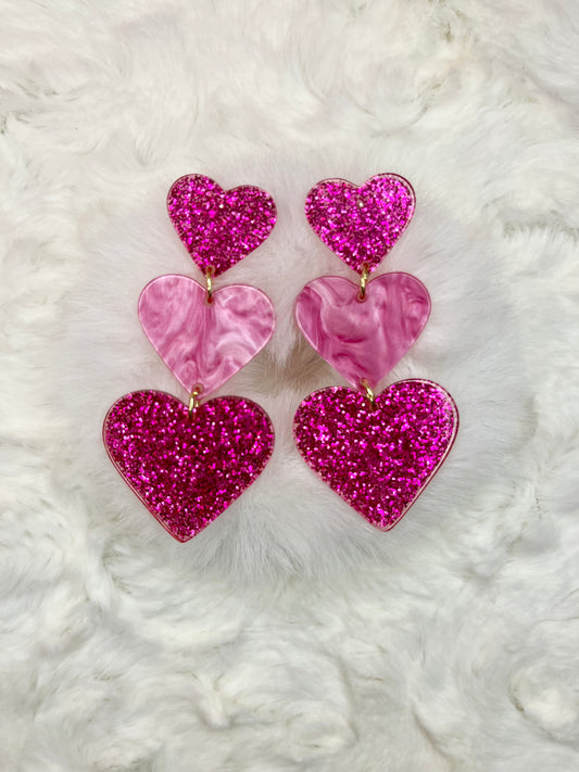 Sparkle Heart Dangle Earrings