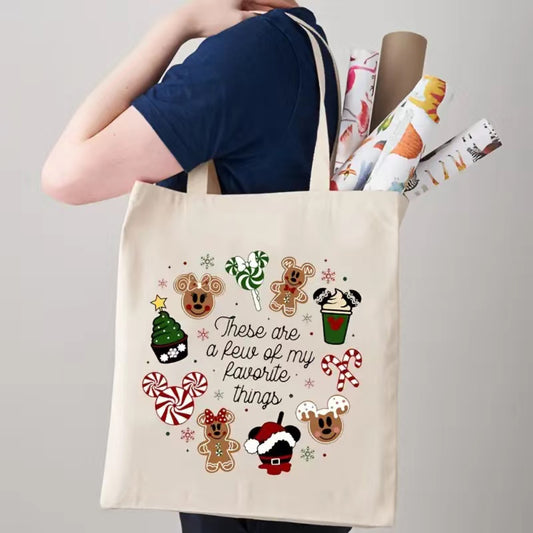 CLEARANCE: Mouse Christmas Canvas Tote Bag, great for shopping and gifting