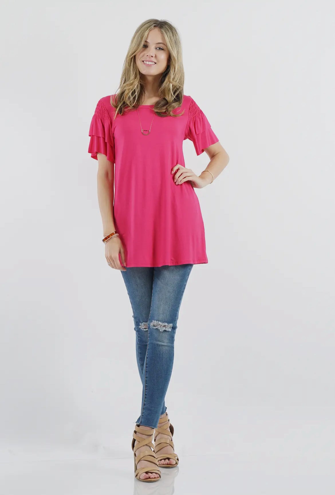 Ruffled Short Sleeve Top