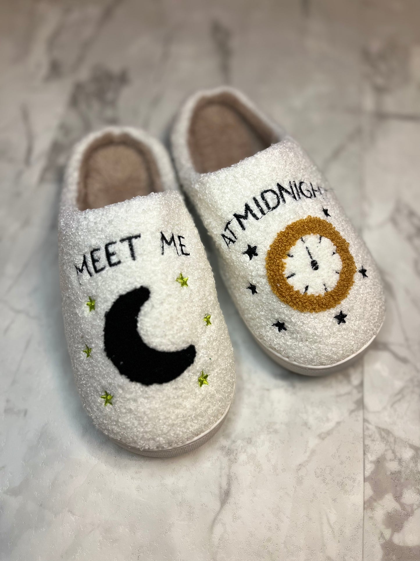 Meet Me at Midnight Slippers, House Shoes, Fuzzy Slippers