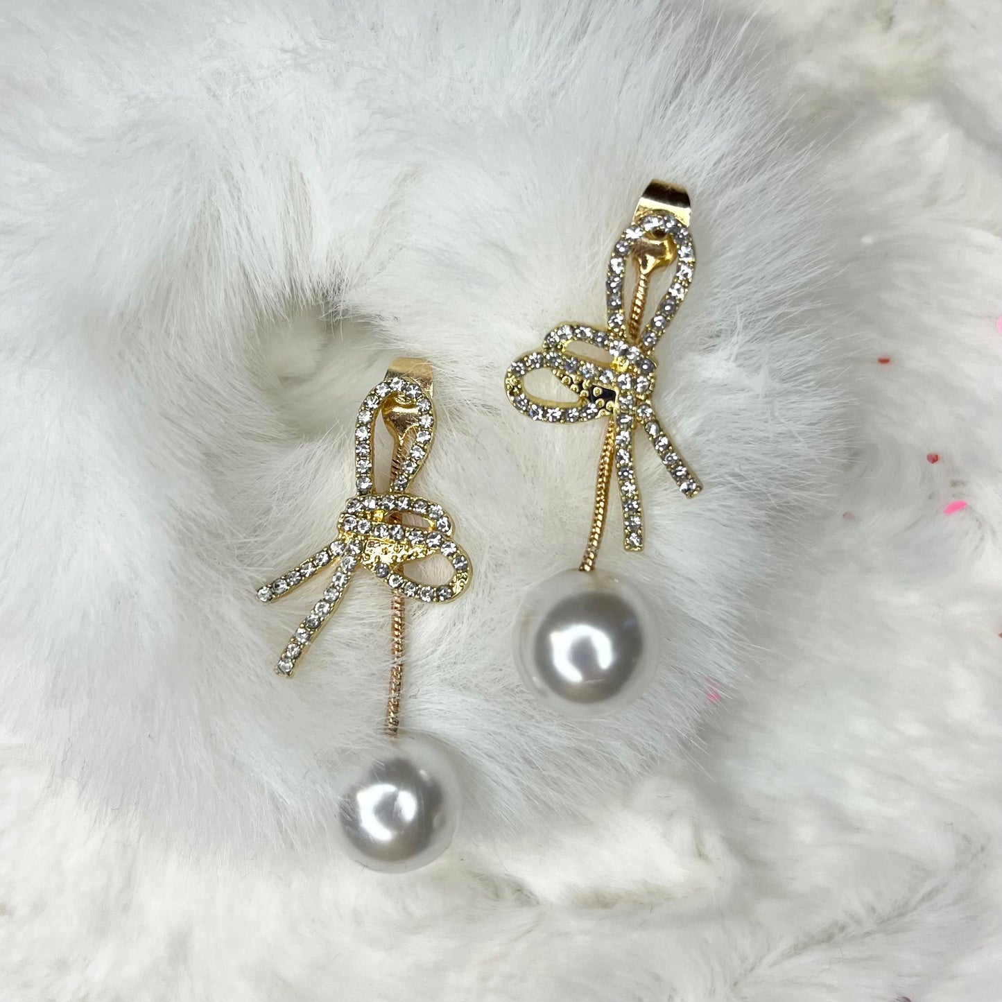 Bow Pearl Dangle Earrings