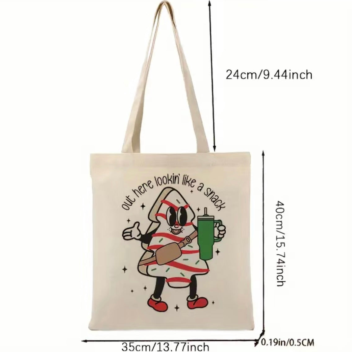 CLEARANCE: Christmas Snack Cake Canvas Tote Bag