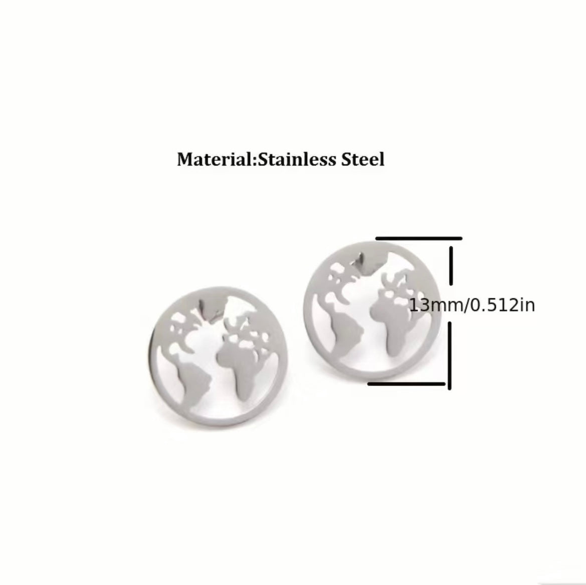 Sterling Silver Earth Stud Earrings