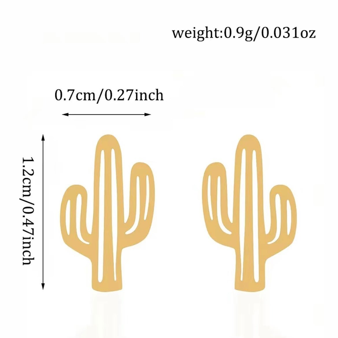 3pc Sterling Silver Cactus Gold, Silver, & Black Stud Earrings - A World With You Travel