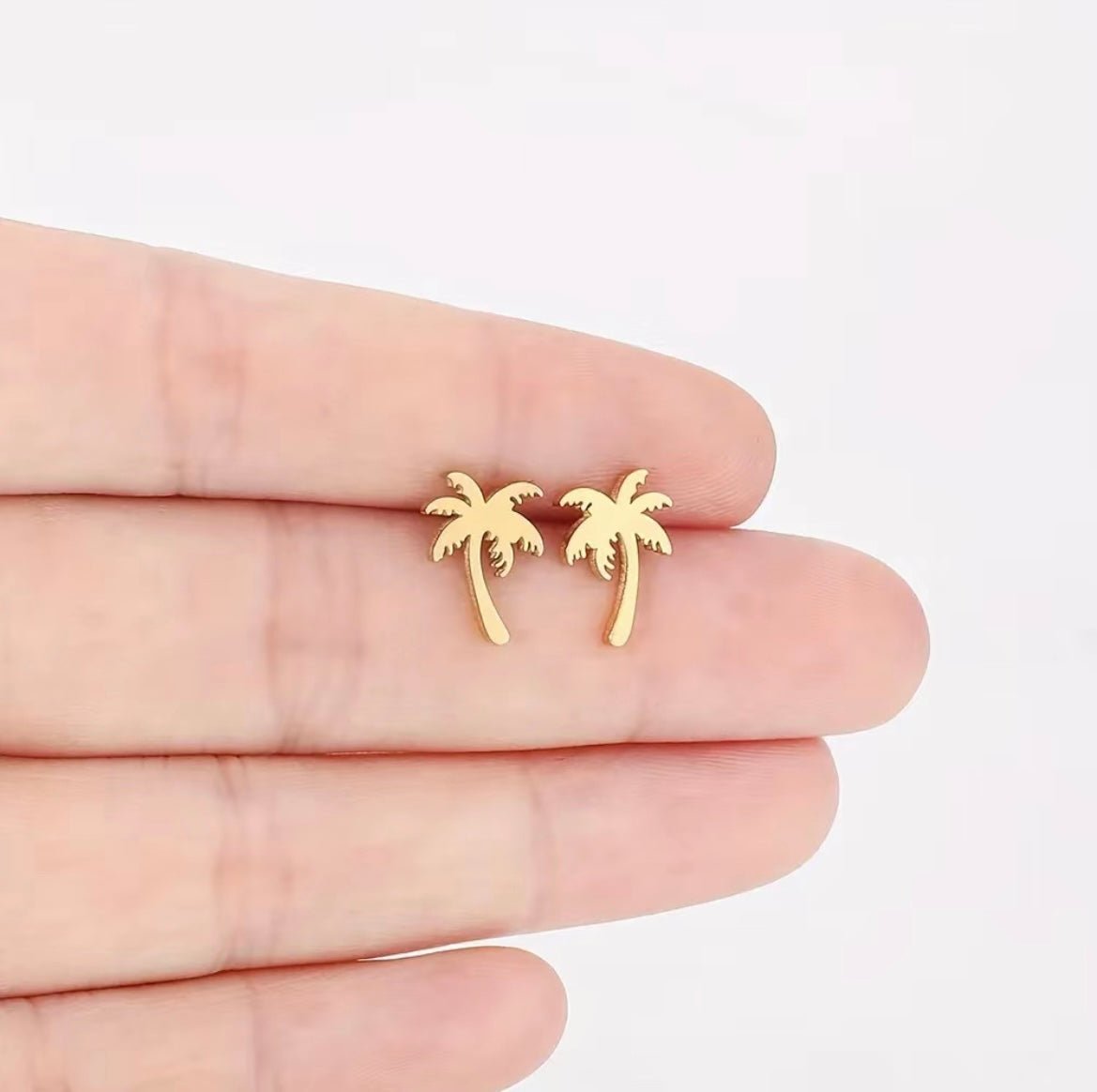 3pc Sterling Silver Palm Tree Gold, Silver, & Black Stud Earrings - A World With You Travel