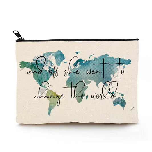 Canvas Makeup or Pencil Bag - A World With You Travel